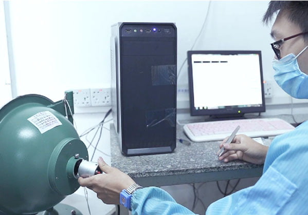 Red light therapy bed LED bead test in factory lab